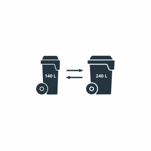 illustratie van 140 liter en 240 liter container