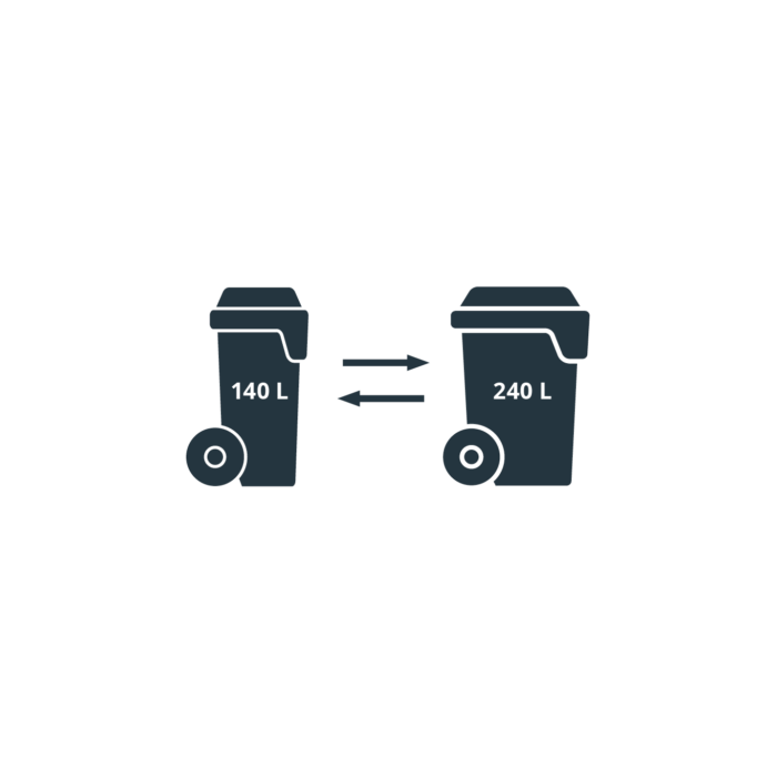 illustratie van 140 liter en 240 liter container