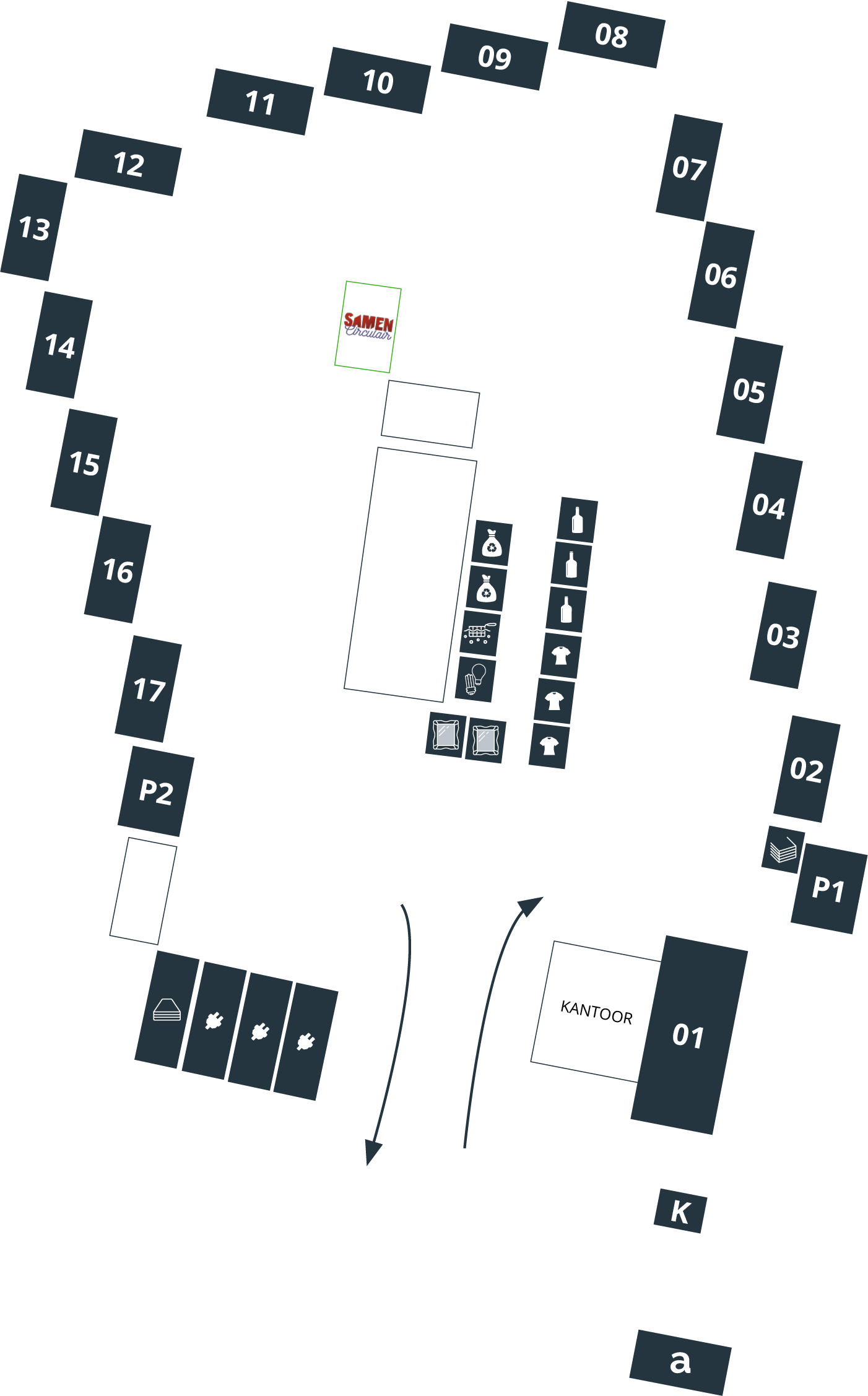 plattegrond van de milieustraat in Westmaas